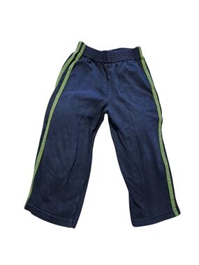 Navy Kids Athletic Pants with Green Side Stripes Garanimals Size 3t